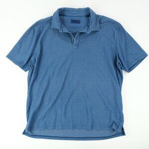 Borgo 28 Pique Striped Mens Polo Short Sleeve Sz XL Navy Polo Textured Shirt